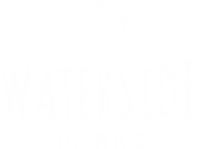 Transparent background Waterside Parks logo in white