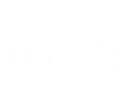 Transparent background Waterside Parks logo in white